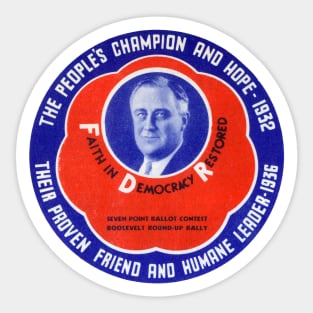 1936 People's Champion Franklin D Roosevelt Sticker